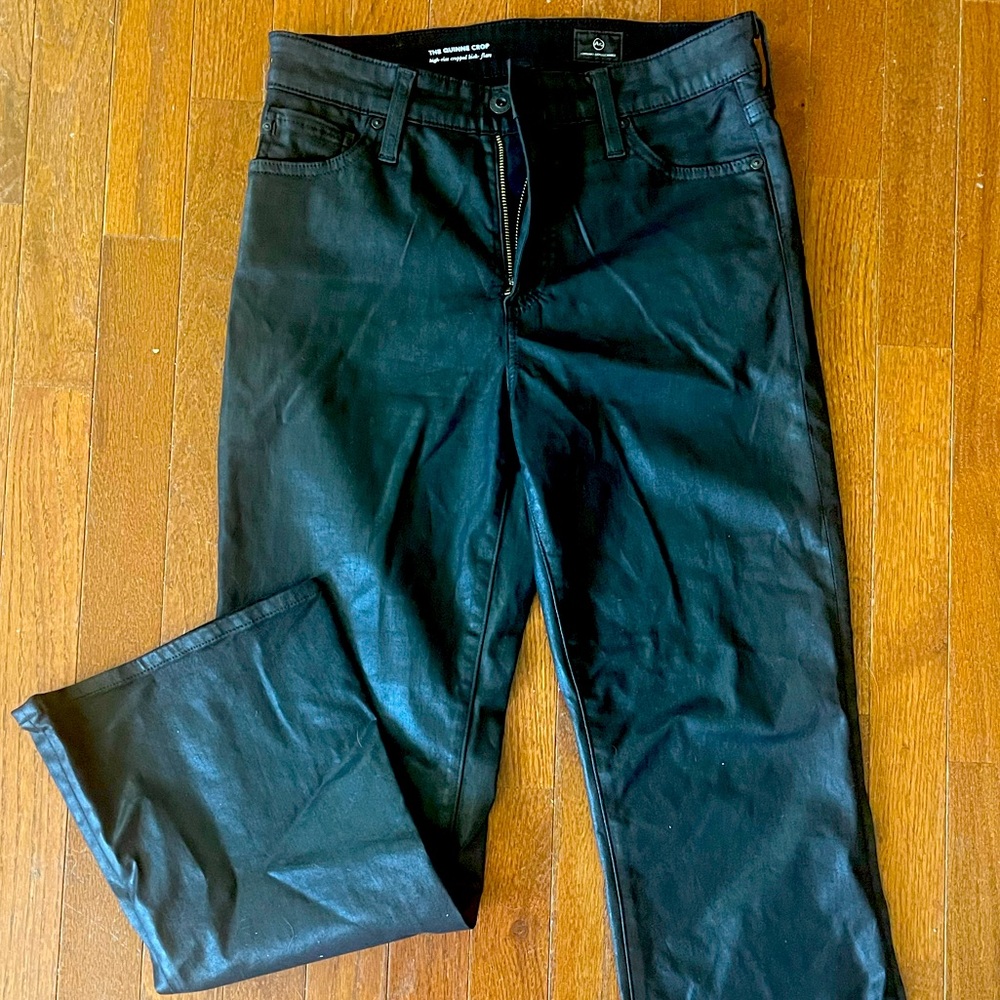 AG ADRIANO GOLDSCHMIED Quinne High Waist Coated Crop Flare Women’s 27 Black